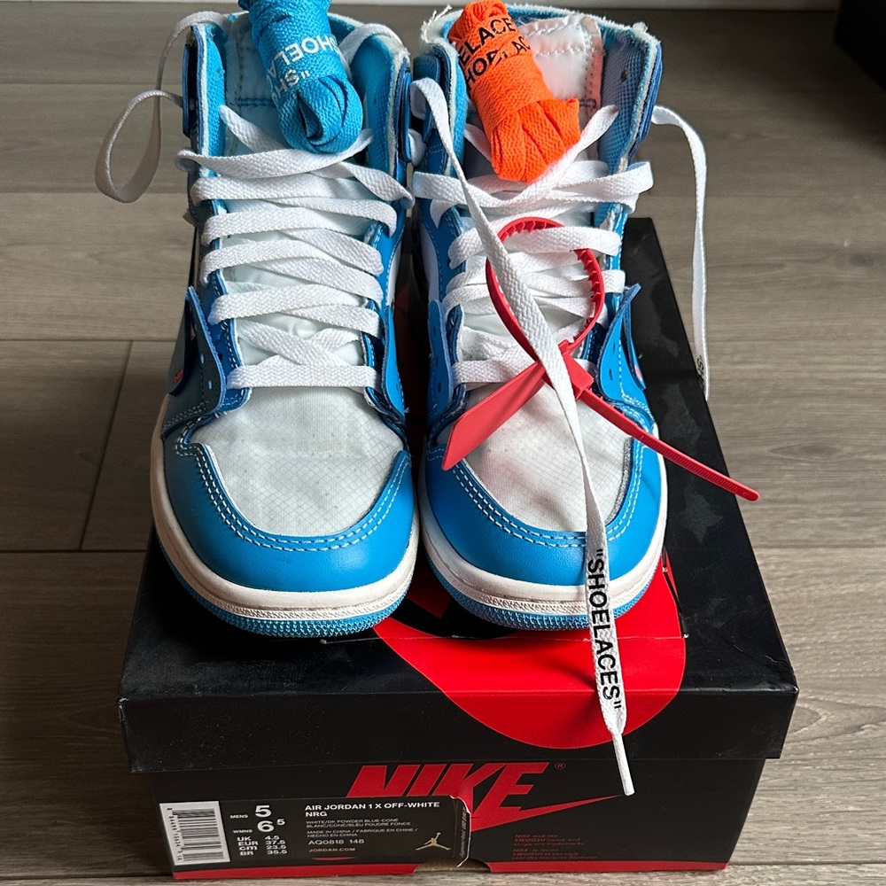Nike Kids Air Jordan 1 Blue and Orange Sneakers